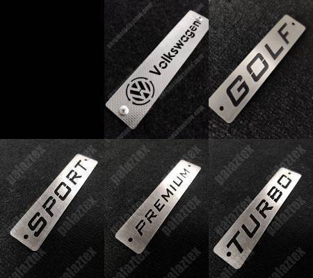 vw golf metal paspas logosu