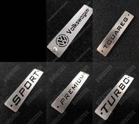 vw touareg metal paspas logosu